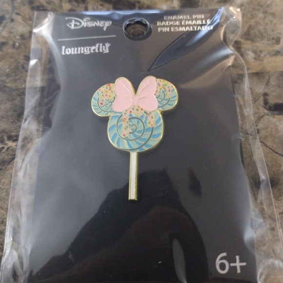 New Disney Loungefly Blue Minnie Mouse Lollipop Enamel Lapel Pin - Picture 1 of 1